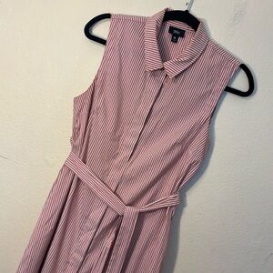 Target Mossimo Striped Sleeveless Shirt Midi Dress Pockets